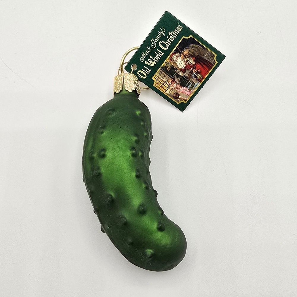 OWC Old World Pickle Blown Glass Christmas Ornament Vintage 4"